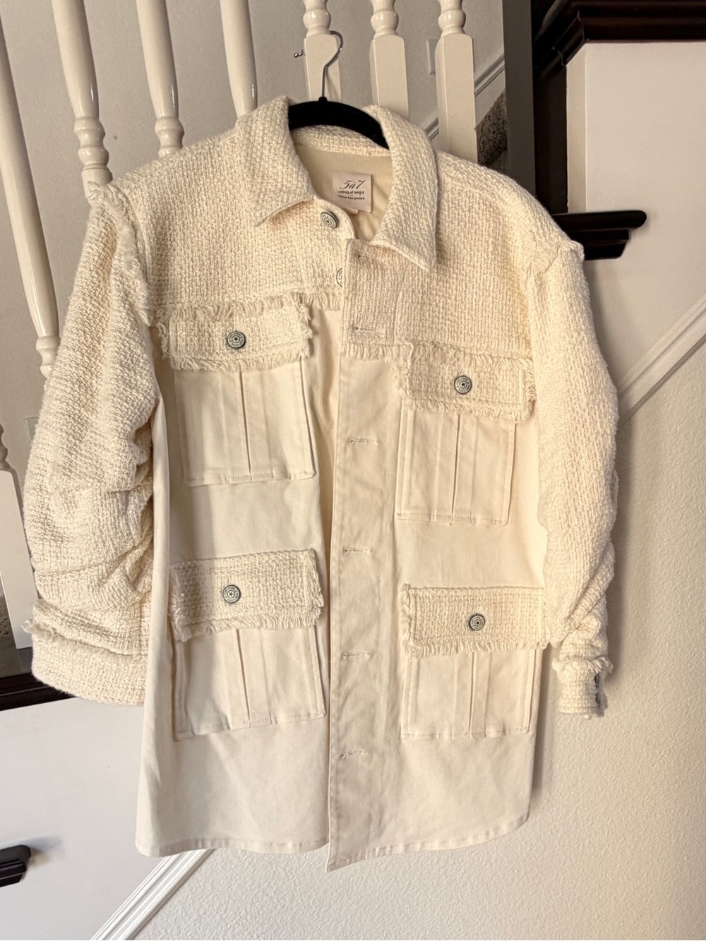 Cinq à Sept Cream Textured Utility jacket